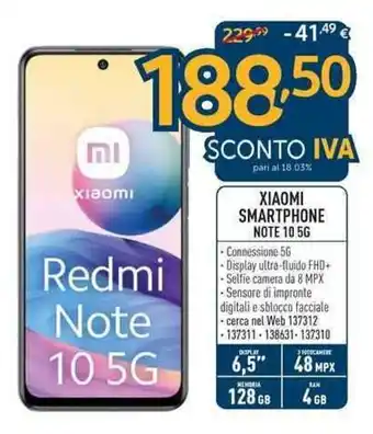 Sinergy Xiaomi Smartphone Note 10 5G offerta