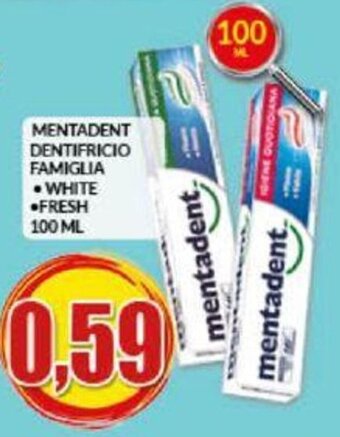 Risparmio Casa Mentadent Dentifricio famiglia white/fresh 100 ml offerta