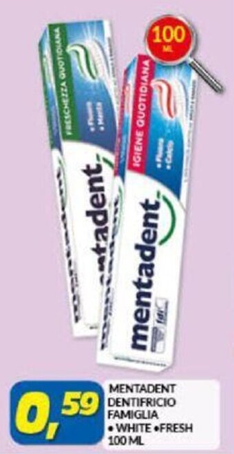 Risparmio Casa Mentadent Dentifricio famiglia white/fresh 100 ml offerta