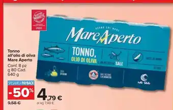 Carrefour Market Tonno all'olio di oliva mare aperto offerta