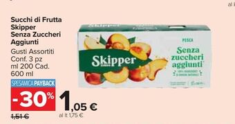 Carrefour Market Succhi di frutta skipper senza zuccheri aggiunti offerta