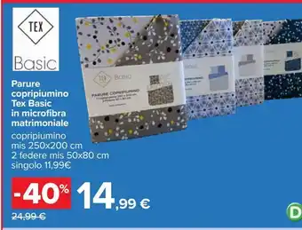 Carrefour Market Parure copripiumino tex basic in microfibra matrimoniale offerta