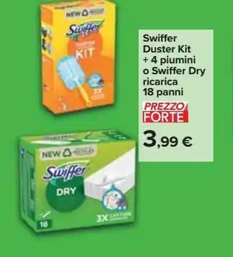 Carrefour Market Swiffer duster kit + 4 piumini o swiffer dry ricarica 18 panni offerta