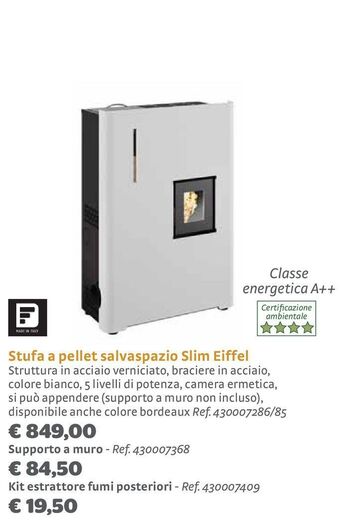 Stufa a pellet salvaspazio slim eiffel