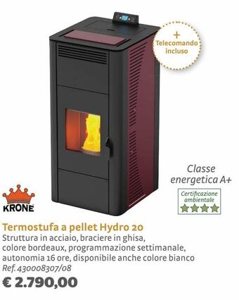 Bricocenter Termostufa a pellet hydro 20 offerta