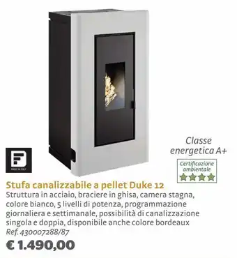Bricocenter Stufa canalizzabile a pellet duke 12 offerta