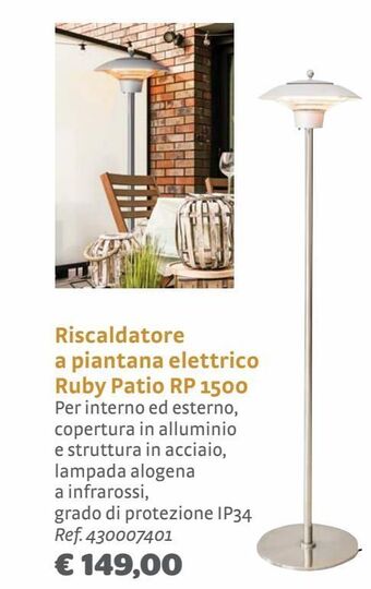 Bricocenter Riscaldatore a piantana elettrico ruby patio rp 1500 offerta