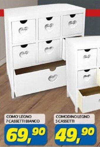 Risparmio Casa Como Legno 7 Cassetti Bianco offerta