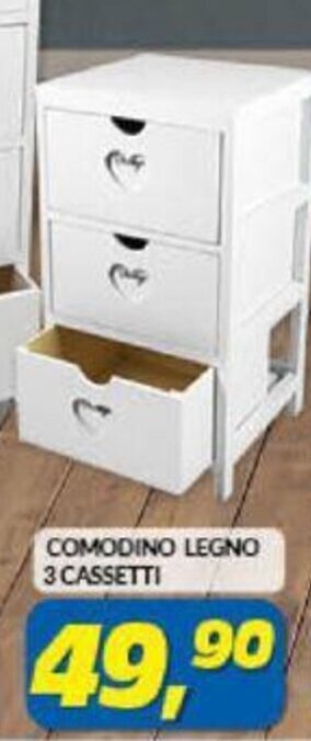 Risparmio Casa Comodino Legno 3 Cassetti offerta