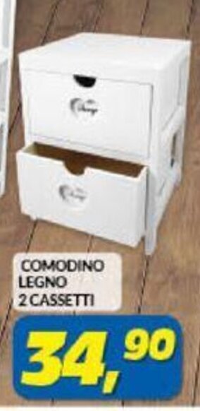 Risparmio Casa Comodino Legno 2 Cassetti offerta