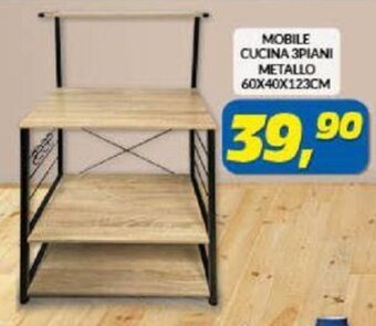 Risparmio Casa Mobile Cucina 3 Piani Metallo 60x40x123 cm offerta