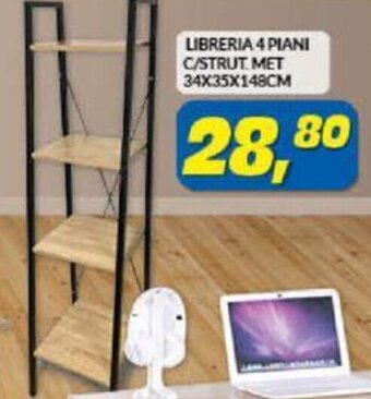 Risparmio Casa Libreria 4 Piani C/Strut. Met 34x35x148 cm offerta