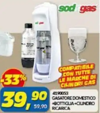 Risparmio Casa Sodagas 4190053 Gasatore Domestico +Bottiglia+Cilindro Ricarica offerta