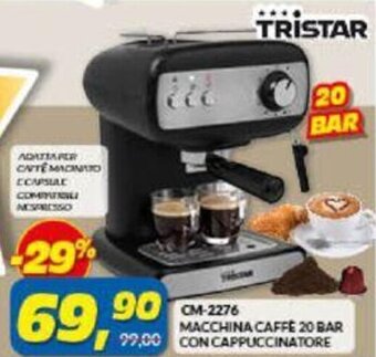 Risparmio Casa Tristar CM-2276 Macchina Caffè 20 Bar con Cappuccinatore offerta