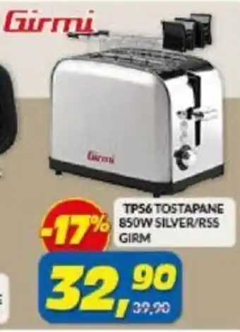 Risparmio Casa Girmi TPS6 Tostapane 850W Silver/RSS Girm offerta