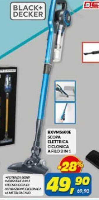 Risparmio Casa Black+Decker BXVMS600E Scopa elettrica ciclonica a filo 3 in 1 offerta