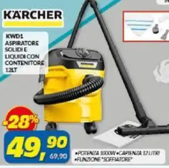 Risparmio Casa Karcher KWD1 Aspiratore Solidi e Liquidi con Contenitore 12 lt offerta