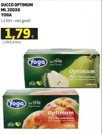 Coop Yoga Succo Optimum ml 200x6 1,2 litri vari gusti offerta