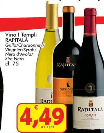 Paghi Poco Rapitalá Vino I Templi 75cl offerta