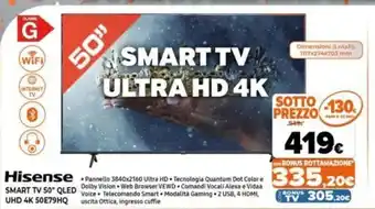 Expert Hisense Smart TV 50" QLed UHD 4K 50E79HQ offerta