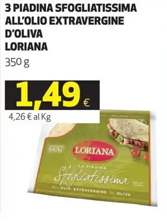 Coop Loriana 3 Piadina Sfogliatissima All'Olio Extravergine D'Oliva 350 g offerta