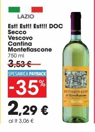 Carrefour Market Est! est!! est!!! secco vescovo cantina montefiascone 750 ml offerta
