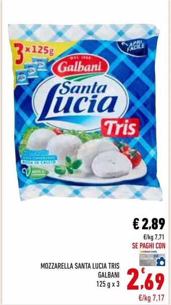 Conad Mozzarella santa lucia tris galbani offerta