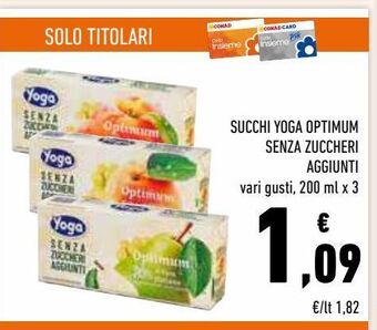 Conad Succhi yoga optimum senza zuccheri aggiunti offerta
