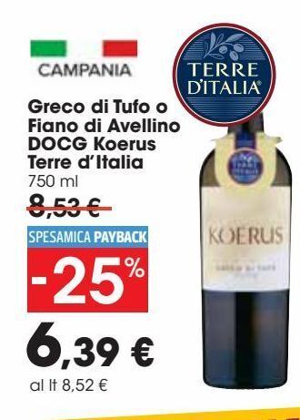 Carrefour Market Greco di tufo o fiano di avellino docg koerus terre d'italia offerta
