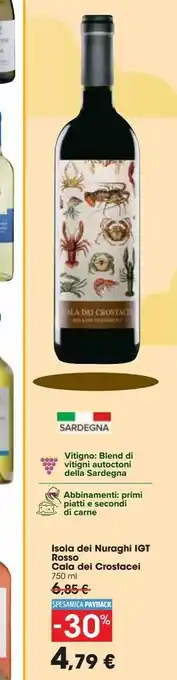 Carrefour Market Isola nuraghi igt rosso cala dei crostacei offerta