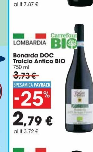 Carrefour Market Bonarda doc tralcio antico bio 750 ml offerta