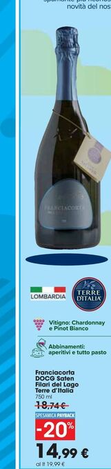 Carrefour Market Franciacorta docg saten filai del lago terre d'italia offerta