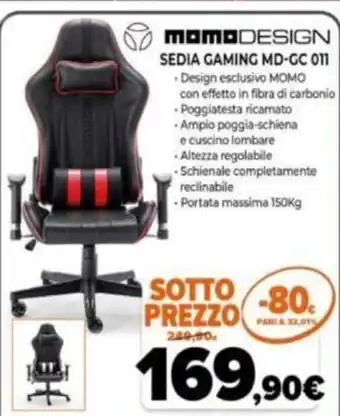 Expert Momo Design Sedia Gaming MD-GC on offerta