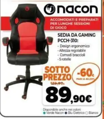 Expert Onacon Sedia Da Gaming PCCH-310 offerta