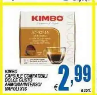 DEM Kimbo Capsule Compatibili Dolce Gusto Armonia/Intenso napoli x 16 offerta