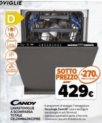 Expert Candy Lavastoviglie A Scomparsa Totale Celdimn4D622PBE offerta