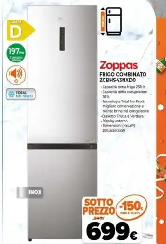 Expert Zoppas Frigo Combinato ZCBHS4NXD0 offerta