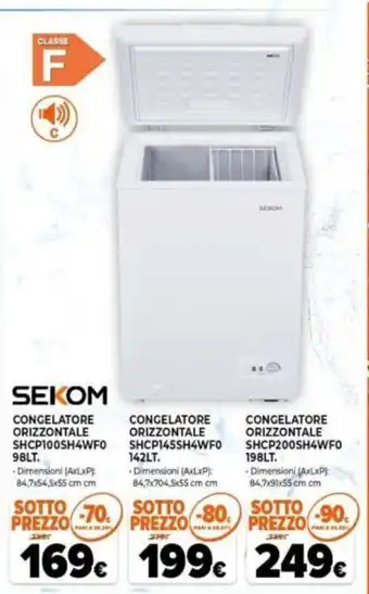 Expert Sekom Congelatore Orizzontale SHCP100SH4WF098Lt.84,7x54,5x55 cm offerta