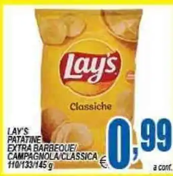 DEM Lay's Patatine Extra Barbeque/Campagnola/Classica 110/133/145g offerta