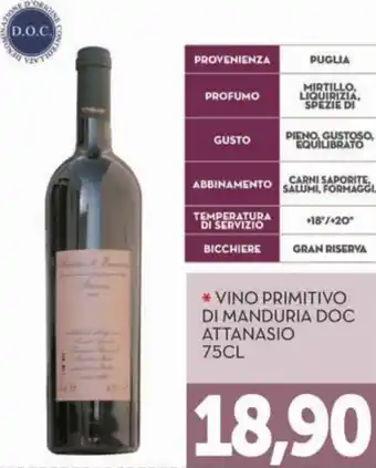 Altasfera Vino Primitivo di Manduria DOC Attanasio 75cl offerta