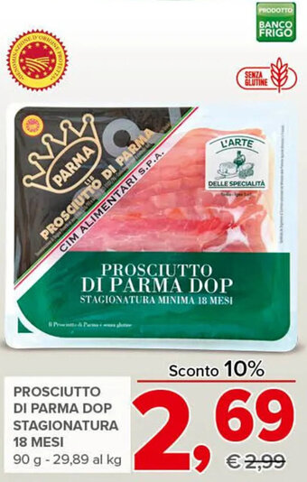 Todis Prosciutto di Parma DOP Stagionatura 18 mesi 90 g offerta