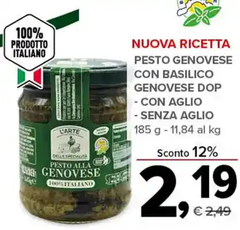 Todis L'Arte Delle Specialità Pesto Genovese con Basilico Genovese DOP con Aglio/ senza aglio 185 g offerta