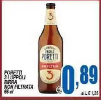 DEM Poretti 3 Luppuli Birra Non Filtrata 66cl offerta