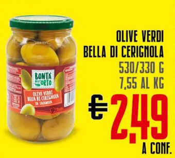 Todis Bontà dell'Orto Olive Verdi Bella di Cerignola 530/330 g offerta