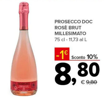 Todis Prosecco Doc Rose' Brut Millesimato 75 cl offerta