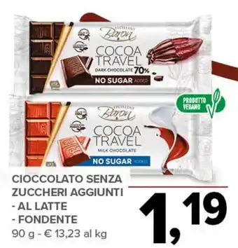 Todis Cioccolato Senza Zuccheri Aggiunti al latte/fondente 90 g offerta