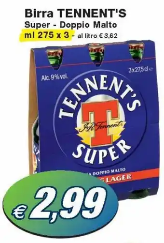 Prix Quality Tennent's Birra Super - Doppio Malto ml 275 x 3 offerta