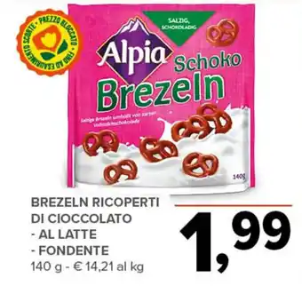 Todis Alpia Brezeln Ricoperti di Cioccolato al latte/ fondente 140 g offerta