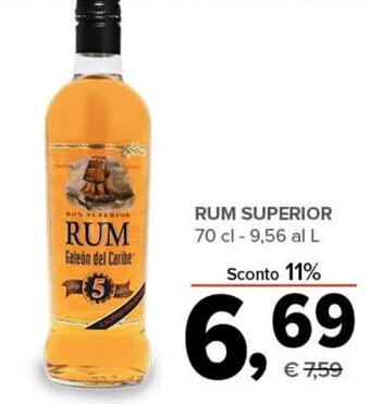 Todis Rum Superior 70 cl offerta