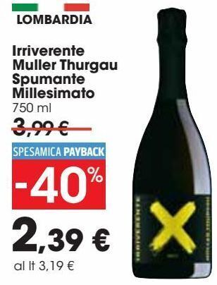 Irriverente muller thurgau spumante millesimato